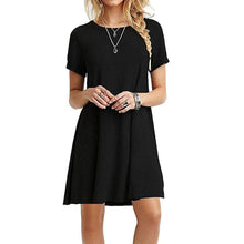 Load image into Gallery viewer, Summer mini dress Women Casual Round Neck Plain Basic solid dress Short Sleeve short Tent Dress vestido verano 2018 elbise