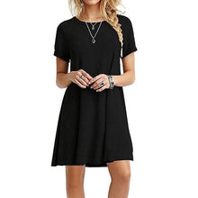 Load image into Gallery viewer, Summer mini dress Women Casual Round Neck Plain Basic solid dress Short Sleeve short Tent Dress vestido verano 2018 elbise