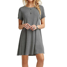 Load image into Gallery viewer, Summer mini dress Women Casual Round Neck Plain Basic solid dress Short Sleeve short Tent Dress vestido verano 2018 elbise