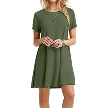 Load image into Gallery viewer, Summer mini dress Women Casual Round Neck Plain Basic solid dress Short Sleeve short Tent Dress vestido verano 2018 elbise