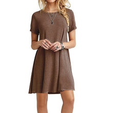 Load image into Gallery viewer, Summer mini dress Women Casual Round Neck Plain Basic solid dress Short Sleeve short Tent Dress vestido verano 2018 elbise