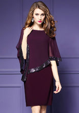 Load image into Gallery viewer, 2018 Runway fashion Chiffon dress women summer sequins embroidered batwing sleeve slim dress sexy party dresses Vestido elbise