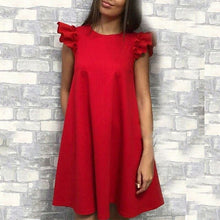 Load image into Gallery viewer, Summer Dresses Women Elegant Sleeveless O-neck Cherrykeke Mini Vestidos Casual Solid Loose Elbise Female Dresses Womens