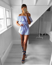 Load image into Gallery viewer, Summer Women 2019 New Floral Print Playsuit Strap Loose Rompers Ruffles Off Shoulder Sleeveless Jumpsuit Backless Sexy Overall