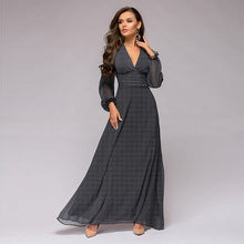Load image into Gallery viewer, Polka Dot Printed Deep Sexy Dress Women V-Neck Chiffon Lantern Long-Sleeved Mid-Waist Party Dresses Vintage Elegant Spring New