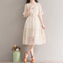 Load image into Gallery viewer, New Robe Femme Summer Chiffon Dress Women Lace Up Butterfly Sleeve Elbise Sweet Floral Printed Female Dresses Vestidos De Festa