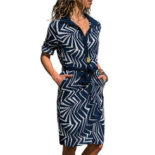 Load image into Gallery viewer, Summer Long Sleeve Shirt Turn-down Dress Chiffon Boho Beach Dresses Women Casual Striped Print A-line Mini Party Dress Vestidos