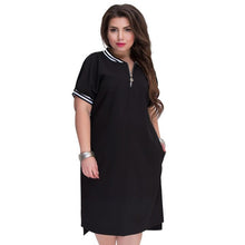 Load image into Gallery viewer, 2019 Plus Size 5XL 6XL Straight Dresses Women V-Neck With Zippers Big Size Summer Elegance Casual Loose Solid Dress Red Vestidos