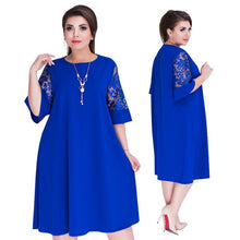 Load image into Gallery viewer, 2019 Summer Plus Size Women Clothing  Dress Blue A-line Loose Women Dress Lace Casual Office Dress 5XL 6XL Large Dress Vestidos