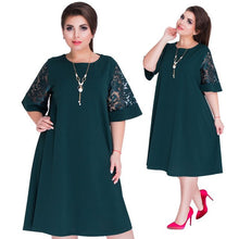 Load image into Gallery viewer, 2019 Summer Plus Size Women Clothing  Dress Blue A-line Loose Women Dress Lace Casual Office Dress 5XL 6XL Large Dress Vestidos