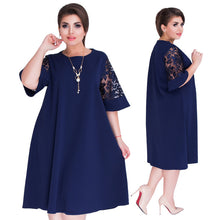 Load image into Gallery viewer, 2019 Summer Plus Size Women Clothing  Dress Blue A-line Loose Women Dress Lace Casual Office Dress 5XL 6XL Large Dress Vestidos