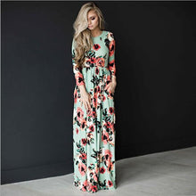 Load image into Gallery viewer, 2019 Fashion Women Print Long Boho Beach Dress Summer Dress O-Neck Long Sleeve Flower Maxi Dress Vestidos Dress Women