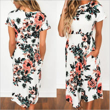 Load image into Gallery viewer, 2019 Fashion Women Print Long Boho Beach Dress Summer Dress O-Neck Long Sleeve Flower Maxi Dress Vestidos Dress Women