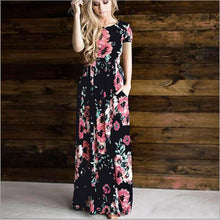 Load image into Gallery viewer, 2019 Fashion Women Print Long Boho Beach Dress Summer Dress O-Neck Long Sleeve Flower Maxi Dress Vestidos Dress Women