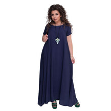 Load image into Gallery viewer, Elegant 5XL Brand New Women Autumn Dress Plus Size 6XL Blue Red Short Sleeve Loose Long Dress Party Large Size Dresses Vestidos