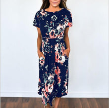 Load image into Gallery viewer, Hot O-Neck Long Boho Beach Dress Casual Long Sleeve Floral Print Women Dress Elegant Beach Party Dresses 3XL Tunic Vestidos