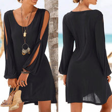 Load image into Gallery viewer, 2019 New dress Fashion Women Casual O-Neck Hollow Out Sleeve Straight Dress Solid Beach Style Mini dress women