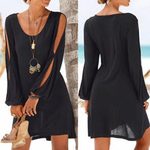 Load image into Gallery viewer, 2019 New dress Fashion Women Casual O-Neck Hollow Out Sleeve Straight Dress Solid Beach Style Mini dress women