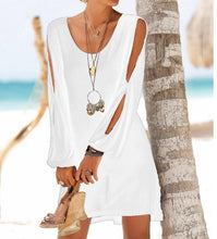 Load image into Gallery viewer, 2019 New dress Fashion Women Casual O-Neck Hollow Out Sleeve Straight Dress Solid Beach Style Mini dress women