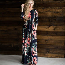 Load image into Gallery viewer, Summer Long Dress Floral Print Boho Beach Dress Tunic Maxi Dress Women Evening Party Dress Sundress S-3XL Vestidos de festa
