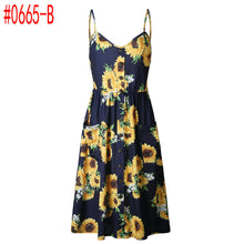 Load image into Gallery viewer, Sexy Summer Dress Women Sleeveless Pocket Bohemian Dress 2019  Hot Beach Holiday Print Floral Vestidos