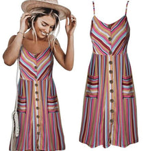 Load image into Gallery viewer, Sexy Summer Dress Women Sleeveless Pocket Bohemian Dress 2019  Hot Beach Holiday Print Floral Vestidos
