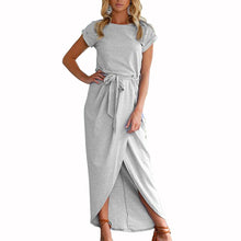 Load image into Gallery viewer, Sexy Asymmetrical Loose Split Irregular Short Sleeve Maxi Dress Plus Size 2019 Summer Elegant Long Party Dress Women Vestidos