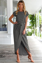 Load image into Gallery viewer, Sexy Asymmetrical Loose Split Irregular Short Sleeve Maxi Dress Plus Size 2019 Summer Elegant Long Party Dress Women Vestidos