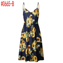 Load image into Gallery viewer, Summer Sexy Women Dress Ladies Print Floral Long Boho Bohemian Beach Summer Sleeveless Pocket Dress Vestido