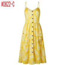 Load image into Gallery viewer, Summer Sexy Women Dress Ladies Print Floral Long Boho Bohemian Beach Summer Sleeveless Pocket Dress Vestido