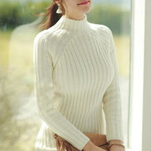 Load image into Gallery viewer, Women Long Turtleneck Bottoming Dress Warm Long Sleeve Womens Solid Color Strip Slim Knit Dress Female Casual Knitted Winter