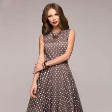 Load image into Gallery viewer, O-Neck Print Dot Sleeveless Dresses Women Slim Breathable Milk Silk Vest Dress Vintage Casual Loose Hem Elegant Party Dresses