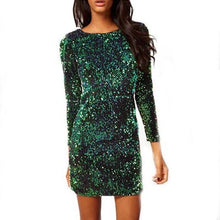Load image into Gallery viewer, Sequin Backless Slim Mini Bodycon Dress Women Long Sleeve Fashion Sexy Solid Dresses Nightclub Club Ladies Party Dress Vestidos
