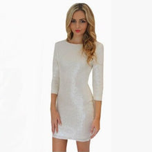 Load image into Gallery viewer, Sequin Backless Slim Mini Bodycon Dress Women Long Sleeve Fashion Sexy Solid Dresses Nightclub Club Ladies Party Dress Vestidos