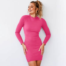 Load image into Gallery viewer, Sexy Backless Bag Hip Bodycon Dress Women Long Sleeve Slim Basis Dresses Lace Up Vintage Party Dress Winter Wild New Vestidos