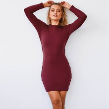 Load image into Gallery viewer, Sexy Backless Bag Hip Bodycon Dress Women Long Sleeve Slim Basis Dresses Lace Up Vintage Party Dress Winter Wild New Vestidos