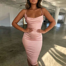 Load image into Gallery viewer, Solid Sexy Bodycon Dress Women One Shoulder Tight Sexy Club Dresses Elegant Strapless Long Summer Dress Beach Party Vestidos