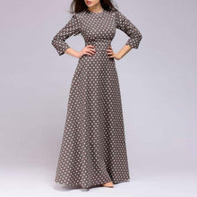 Load image into Gallery viewer, O-neck Polka Dot Floor-length Dress Women Long Sleeve Casual Slim Long A-line Dress Spring Fashion Party Ladies Dress Vestidos