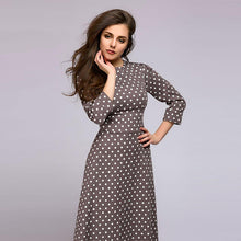 Load image into Gallery viewer, O-neck Polka Dot Floor-length Dress Women Long Sleeve Casual Slim Long A-line Dress Spring Fashion Party Ladies Dress Vestidos