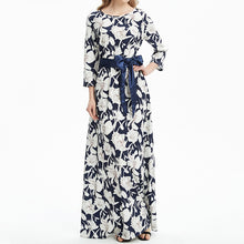 Load image into Gallery viewer, Printed Backless Long Sexy Dress Women Three Quarter Sleeve Elegant Bohemian Print Party Dresses Fashion Floral Belt Dress New