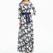 Load image into Gallery viewer, Printed Backless Long Sexy Dress Women Three Quarter Sleeve Elegant Bohemian Print Party Dresses Fashion Floral Belt Dress New