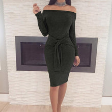 Load image into Gallery viewer, Sexy Slash Neck Lacing Slim Bodycon Dress Women Casual Comfortable Fashion Dresses Autumn Ladies Party Dress Wild High Quality