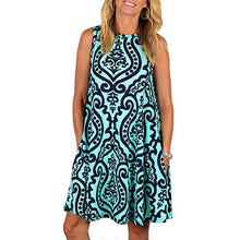 Load image into Gallery viewer, O-Neck Sleeveless Printed Mini Dresses Women Casual Loose Breathable Vintage Elegant Party Dress Summer Beach Dress Vestidos New