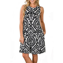 Load image into Gallery viewer, O-Neck Sleeveless Printed Mini Dresses Women Casual Loose Breathable Vintage Elegant Party Dress Summer Beach Dress Vestidos New