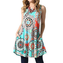 Load image into Gallery viewer, O-Neck Sleeveless Printed Mini Dresses Women Casual Loose Breathable Vintage Elegant Party Dress Summer Beach Dress Vestidos New