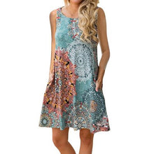 Load image into Gallery viewer, O-Neck Sleeveless Printed Mini Dresses Women Casual Loose Breathable Vintage Elegant Party Dress Summer Beach Dress Vestidos New