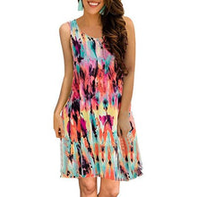 Load image into Gallery viewer, O-Neck Sleeveless Printed Mini Dresses Women Casual Loose Breathable Vintage Elegant Party Dress Summer Beach Dress Vestidos New
