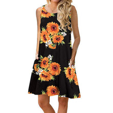 Load image into Gallery viewer, O-Neck Sleeveless Printed Mini Dresses Women Casual Loose Breathable Vintage Elegant Party Dress Summer Beach Dress Vestidos New