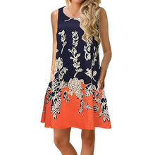 Load image into Gallery viewer, O-Neck Sleeveless Printed Mini Dresses Women Casual Loose Breathable Vintage Elegant Party Dress Summer Beach Dress Vestidos New