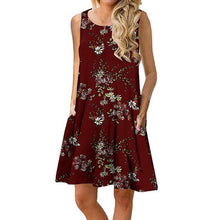 Load image into Gallery viewer, O-Neck Sleeveless Printed Mini Dresses Women Casual Loose Breathable Vintage Elegant Party Dress Summer Beach Dress Vestidos New